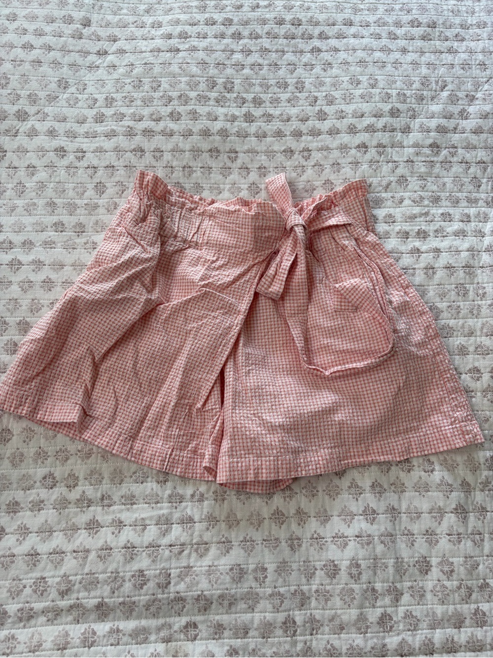 United Colors Of Benetton Pink Gingham Tie-Front Skort